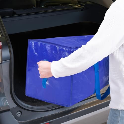 TICONN 6 Pack Extra Large Moving Bags with Zippers &amp; Carrying Handles, Heavy-Duty Storage Tote Moving Boxes for Space Saving