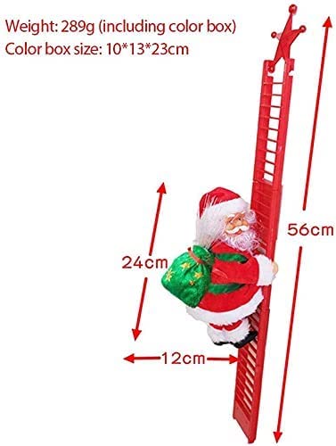 Santa Claus Musical Climbing Ladder, Electric Christmas Climbing Santa Ladder Decoration Climbing Santa Claus Doll Toy with Christmas Music, Climbing Santa Ladder for Home Party Wall Tree Decoration