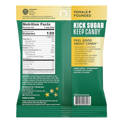 SmartSweets Merry Mix Gummy Candy: 1.8oz (Pack of 14), Gummy Candy with Low Sugar, Low Calorie, No Artificial Sweeteners, Plant-Based, Gluten-Free, Healthy Snack for Kids & Adults, Holiday Treat