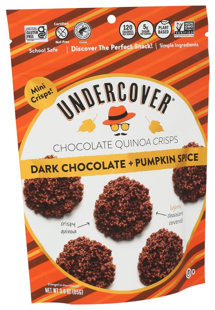 Undercover Chocolate Co, Crisps Quinoa Dark Chocolate Pumpkin Spice, 3 Ounce