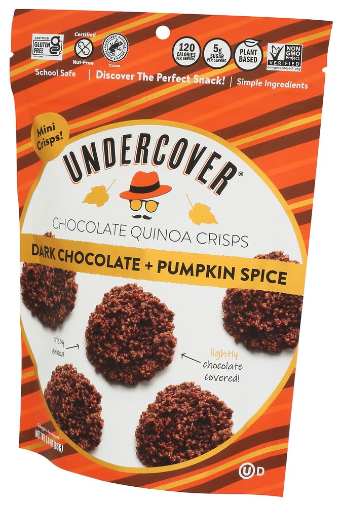Undercover Chocolate Co, Crisps Quinoa Dark Chocolate Pumpkin Spice, 3 Ounce