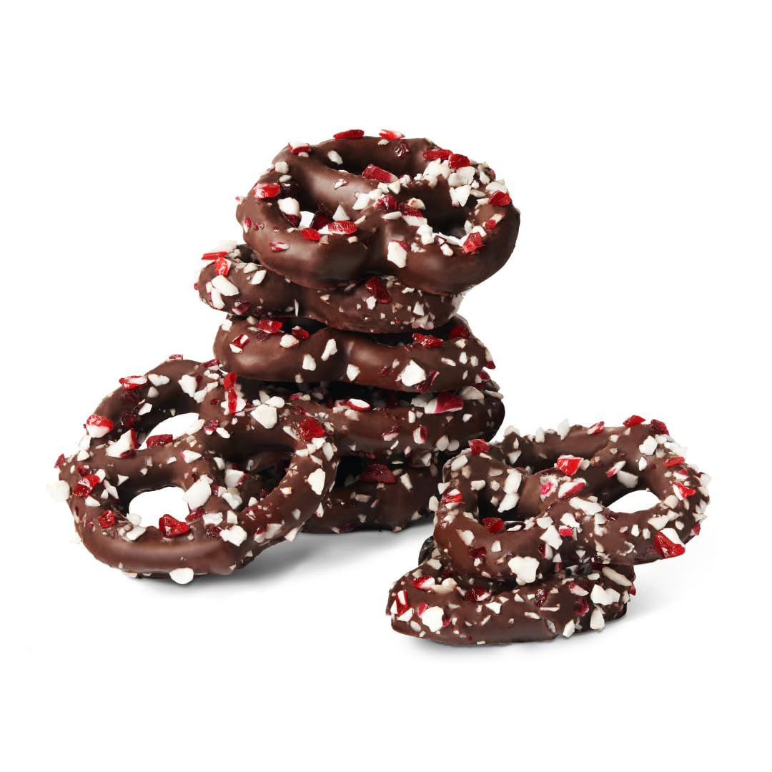 JOJO&#39;s Peppermint Dark Chocolate Covered Pretzels, Healthy Snack, Low Sugar, Low Carb, Gluten Free, Non GMO, Paleo &amp; Keto Friendly, Made with Plant Based Hemp Protein, Vegan (4 Count)
