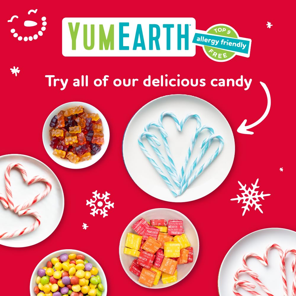YumEarth Organic Candy Canes - Individually Wrapped Full Size Peppermint Candy Canes - Allergy Friendly, Non GMO, Gluten Free, Vegan - 10 Count (Pack of 1)
