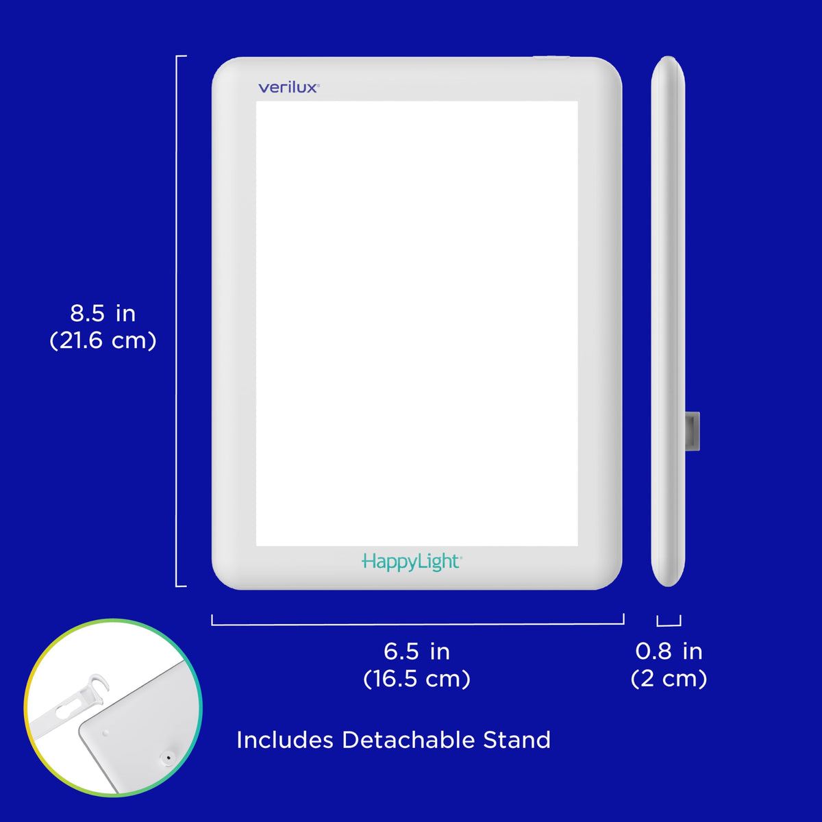 Verilux HappyLight Lucent - One-Touch Light Therapy Lamp with 10,000 Lux, UV-Free, LED Bright White Light &amp; Detachable Stand for Boosting Mood &amp; Improving Sleep