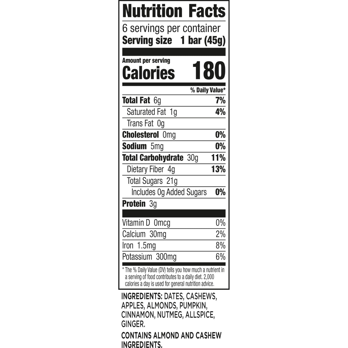 Larabar Pumpkin Pie Fruit and Nut Bars, 6 ct, 9.6 oz