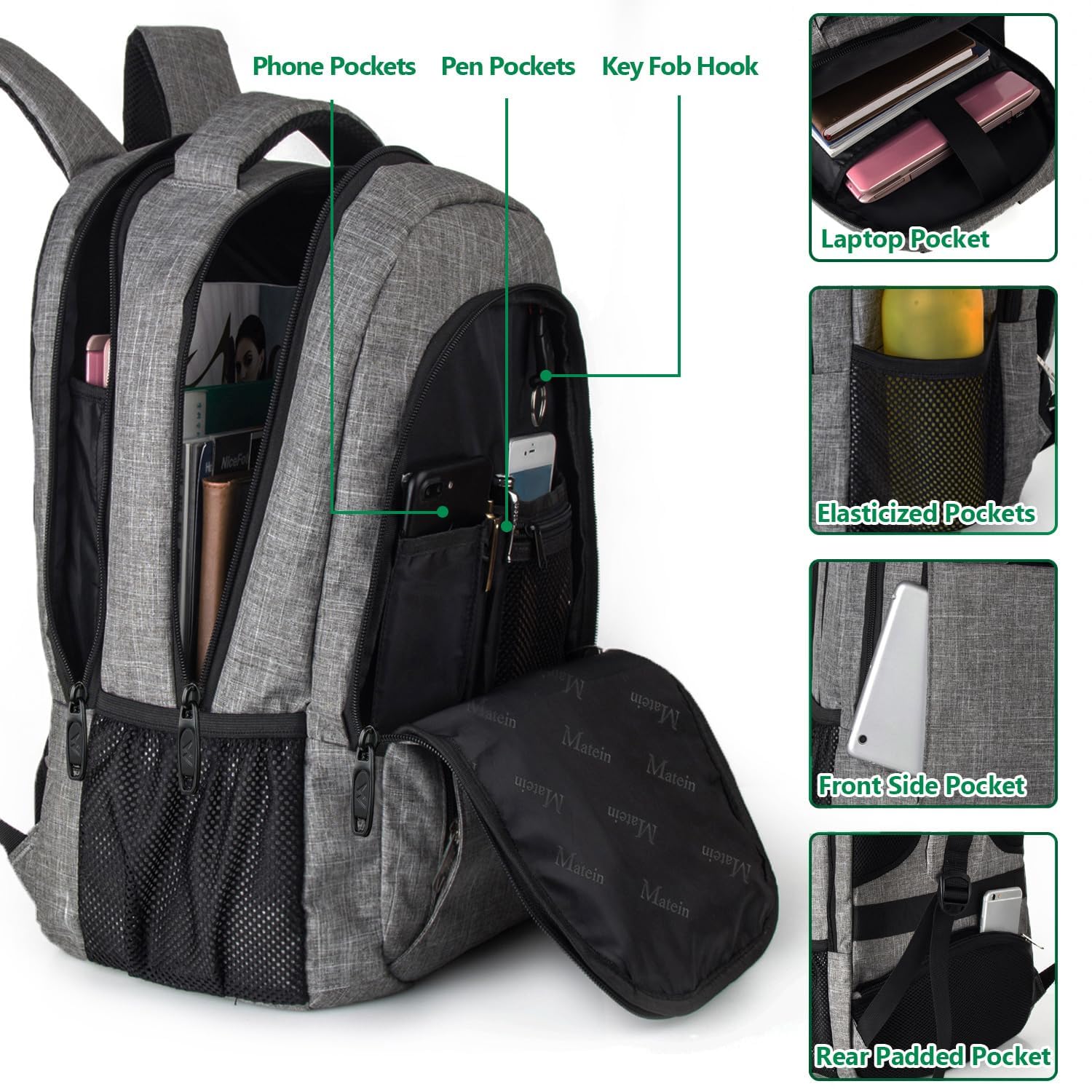 MATEIN Travel Laptop Backpack, Business Anti Theft Slim Sturdy Laptops