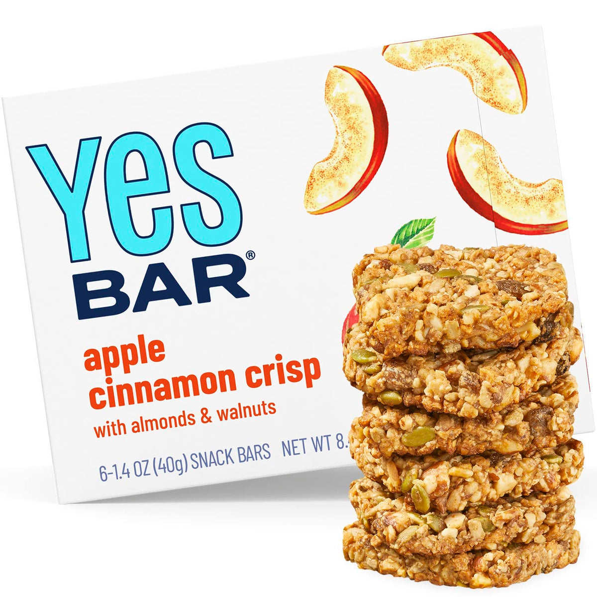 The YES Bar Apple Cinnamon Crisp – Plant Based Protein, Decadent Snack Bar – Vegan, Paleo, Gluten Free, Dairy Free, Low Sugar, Healthy Snack, Breakfast, Low Carb, Keto Friendly (Pack of 6)
