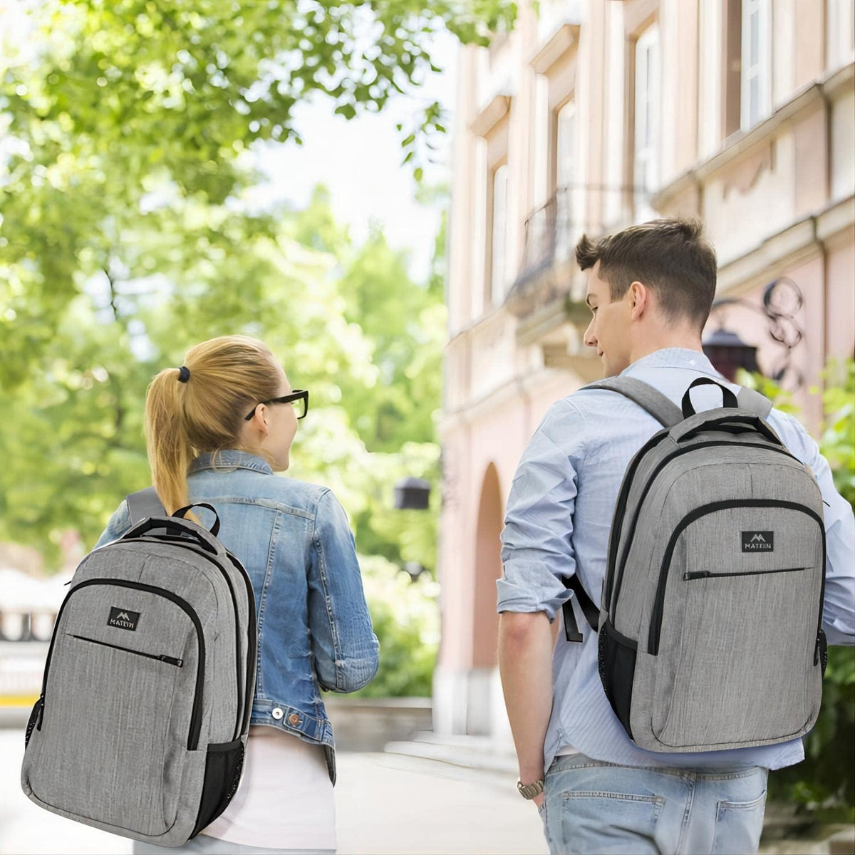 MATEIN Travel Laptop Backpack, Business Anti Theft Slim Sturdy Laptops Backpack with USB Charging Port, Water Resistant College School Computer Bag Gift for Men &amp; Women Fits 15.6 Inch Notebook, Grey