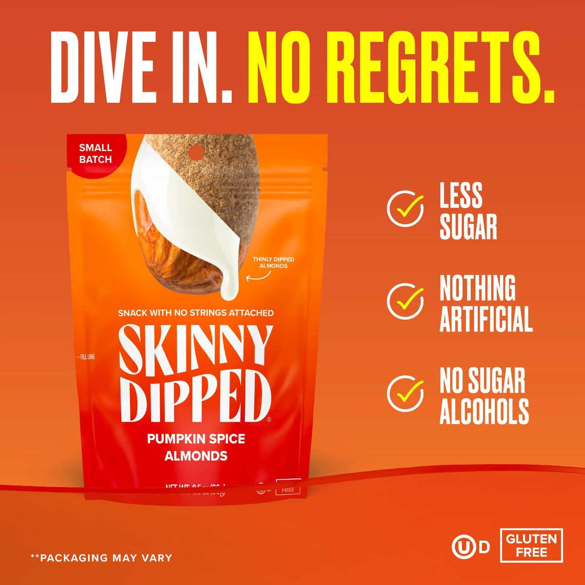 SkinnyDipped Pumpkin Spice Almonds, 3.5oz Bags | 5 Pack