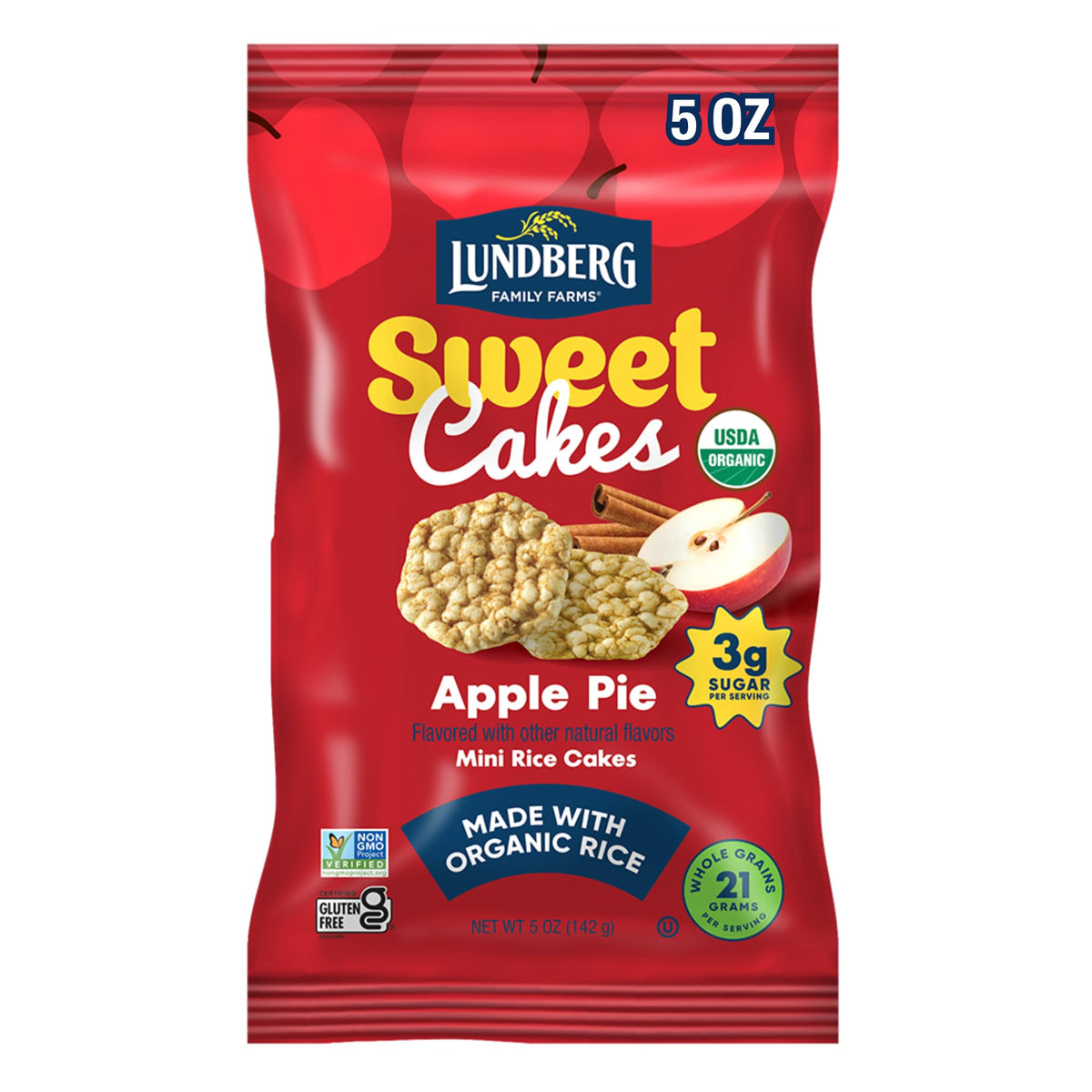 Lundberg Sweet Cakes Apple Pie | Mini Rice Cakes | 5oz Bag