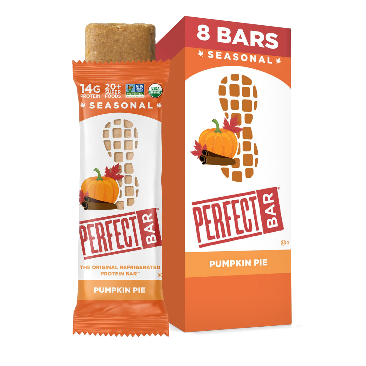 Perfect Bar Gluten-Free Pumpkin Pie Peanut Butter Protein Bar, Organic, 8 count, 2.2 oz