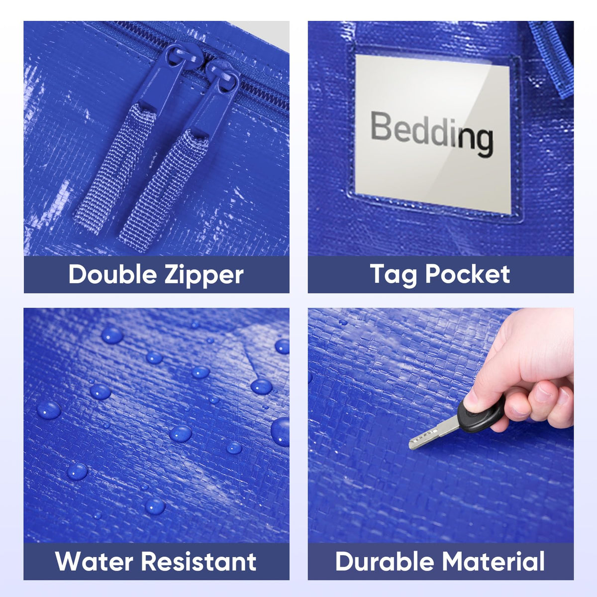 TICONN 6 Pack Extra Large Moving Bags with Zippers &amp; Carrying Handles, Heavy-Duty Storage Tote Moving Boxes for Space Saving