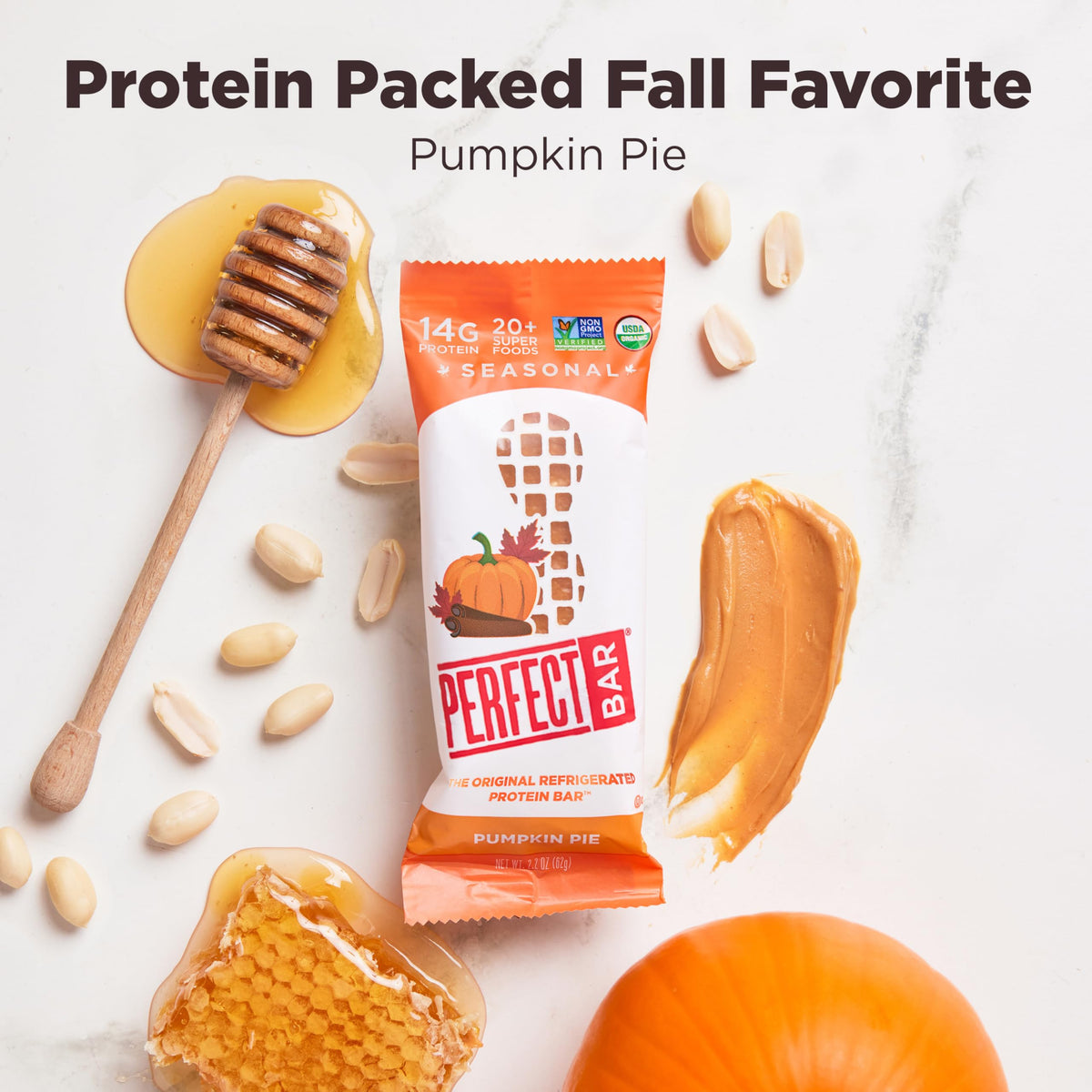Perfect Bar Gluten-Free Pumpkin Pie Peanut Butter Protein Bar, Organic, 8 count, 2.2 oz