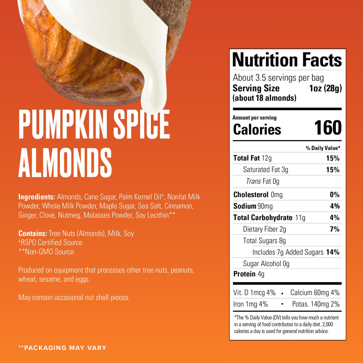 SkinnyDipped Pumpkin Spice Almonds, 3.5oz Bags | 5 Pack