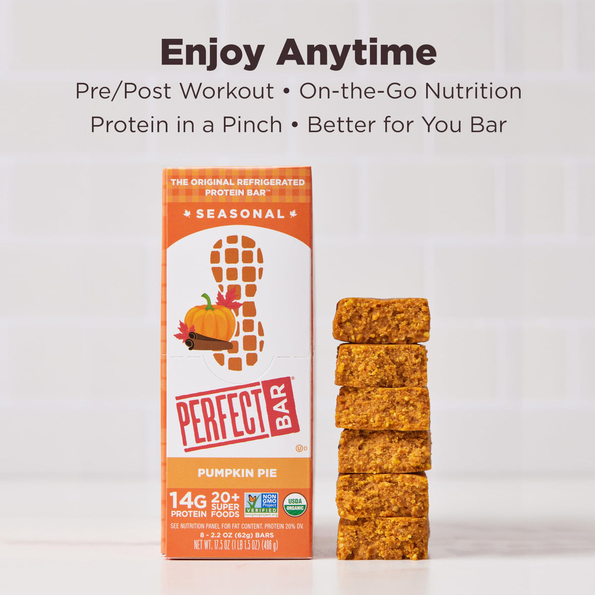 Perfect Bar Gluten-Free Pumpkin Pie Peanut Butter Protein Bar, Organic, 8 count, 2.2 oz
