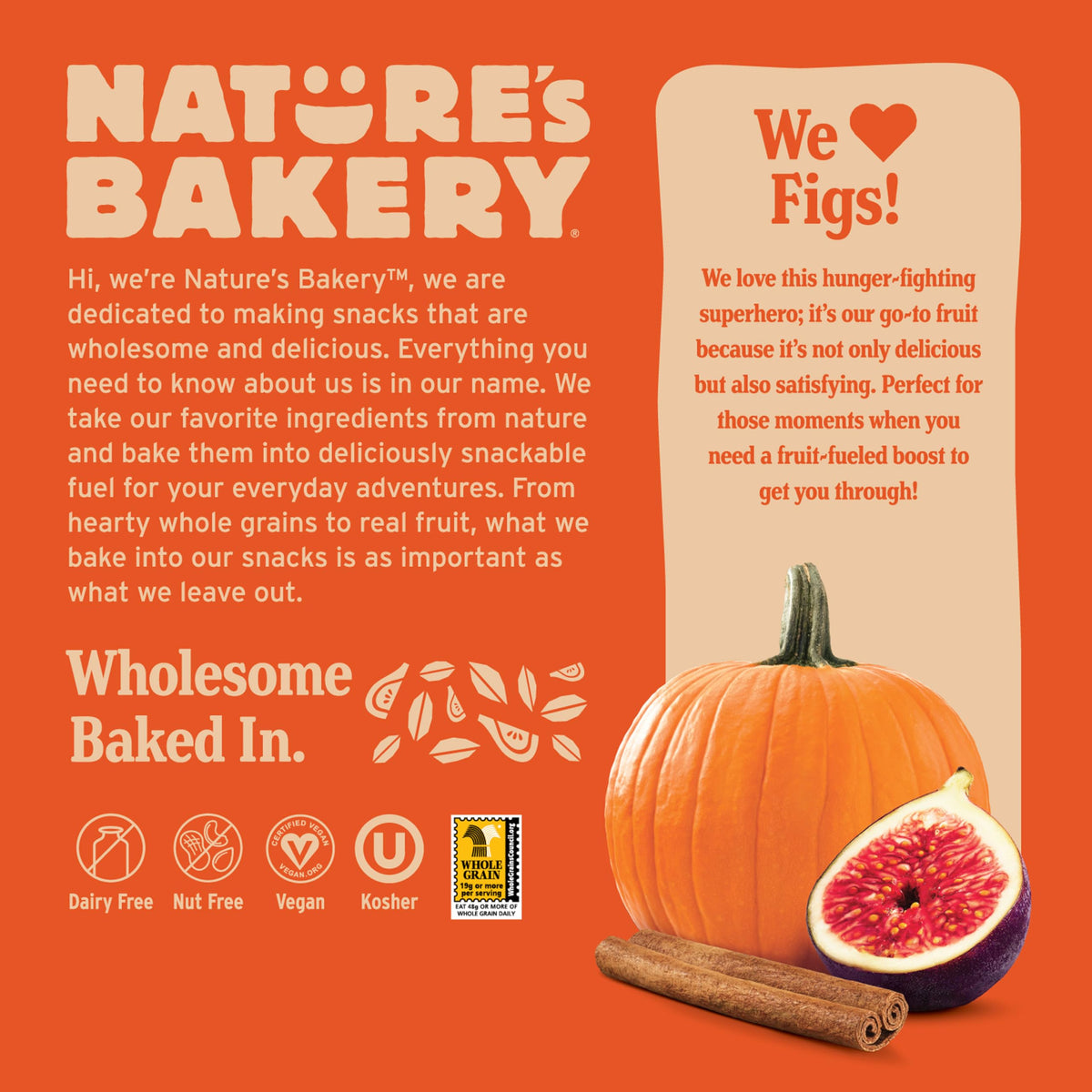 Nature's Bakery Whole Wheat Pumpkin Spice Fig Bars, 2 oz Snack Bars (36 Ct), Plant-Based, Vegan, Non-GMO