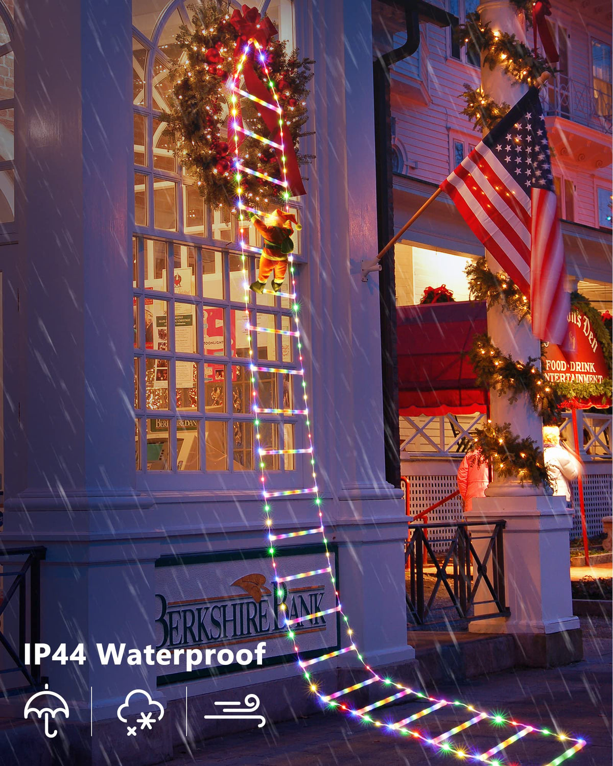Toodour LED Christmas Lights - 10ft Christmas Decorative Ladder Lights with Santa Claus, Christmas Decorations Lights for Indoor Outdoor, Window, Garden, Home, Wall, Xmas Tree Decor (Multicolor)