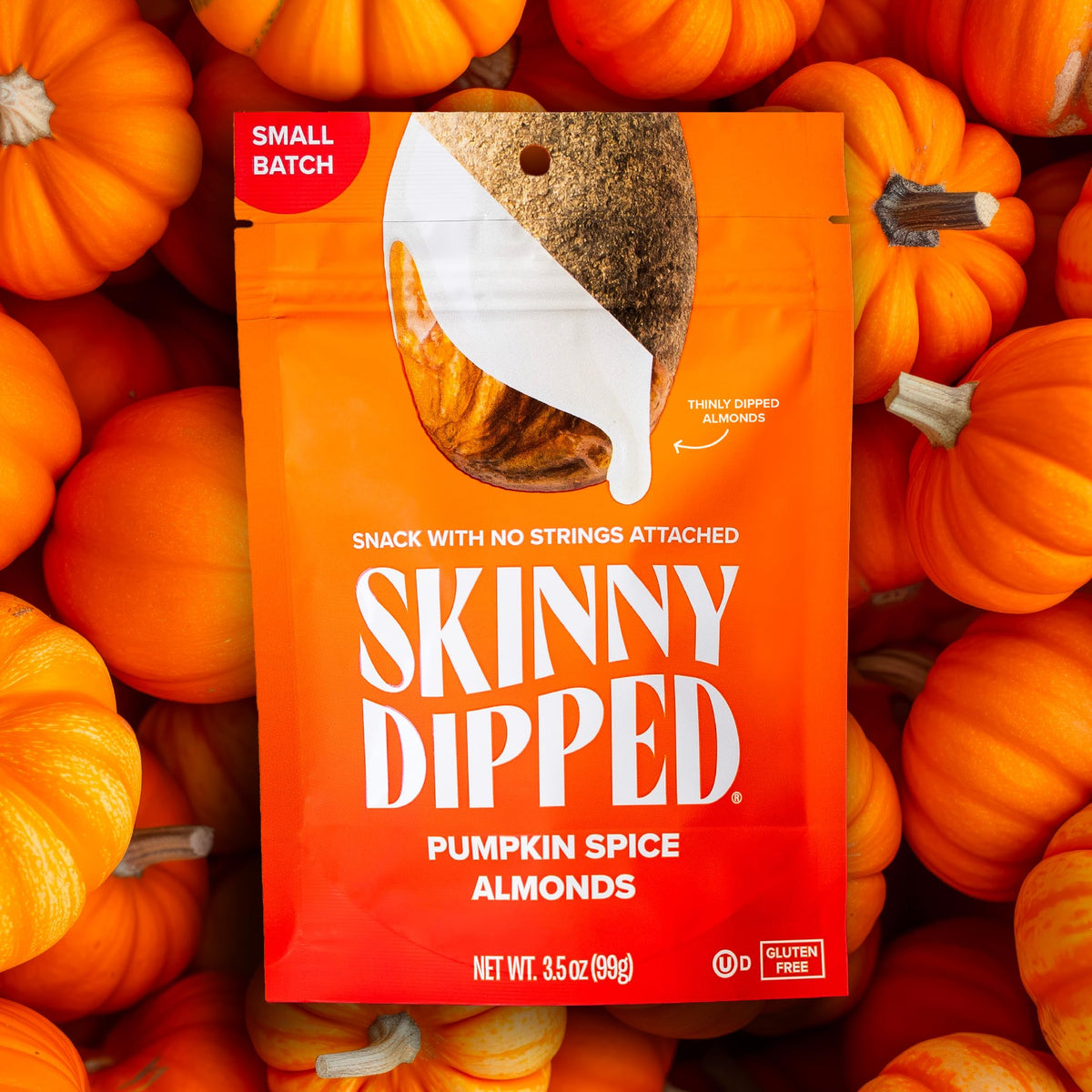SkinnyDipped Pumpkin Spice Almonds, 3.5oz Bags | 5 Pack