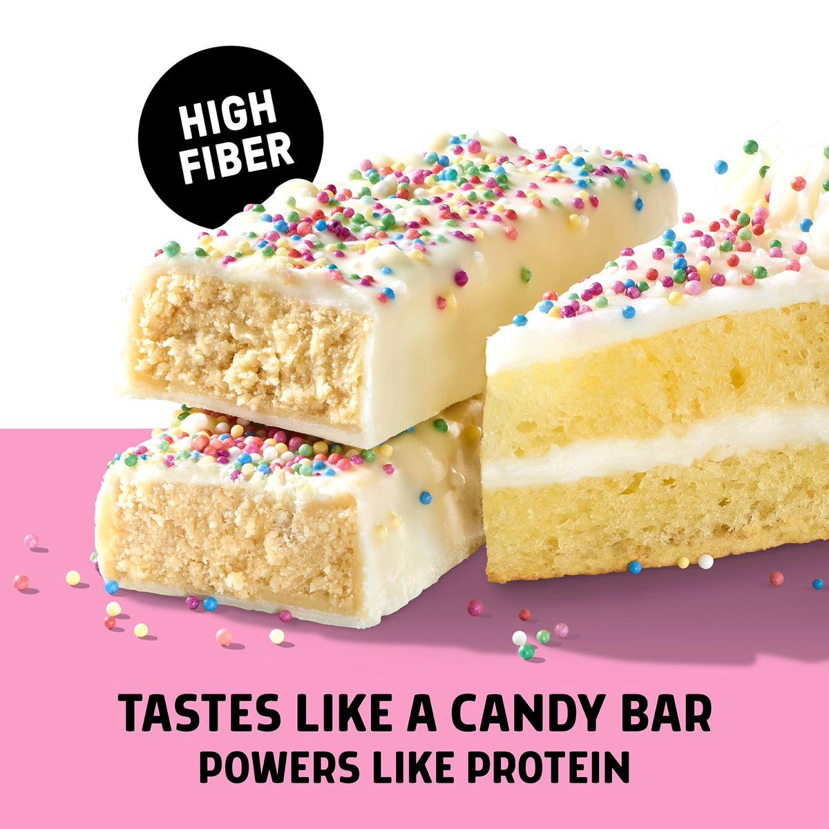 JUNKLESS Birthday Cake Protein Bars | 15g Protein, Low Sugar, High Fiber, Gluten Free | Healthy Snack for Kids & Adults | 12 Bars
