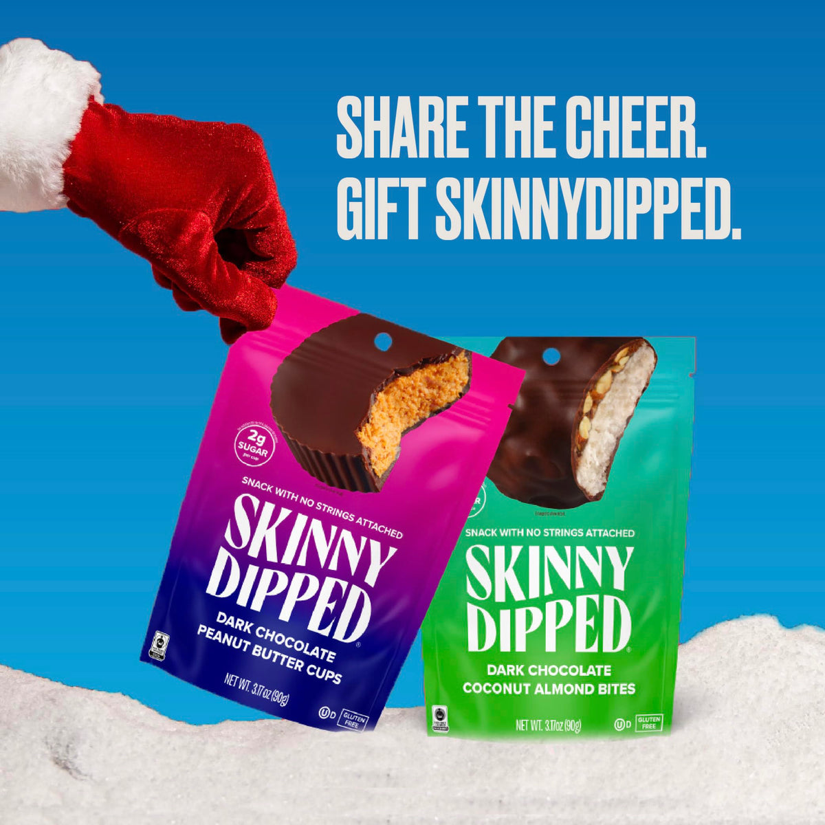 SkinnyDipped Cups & Bites | Low Sugar, Low Carb, Keto Friendly & Gluten Free | Holiday Gift Box – Assorted Chocolate & Nut Variety Pack