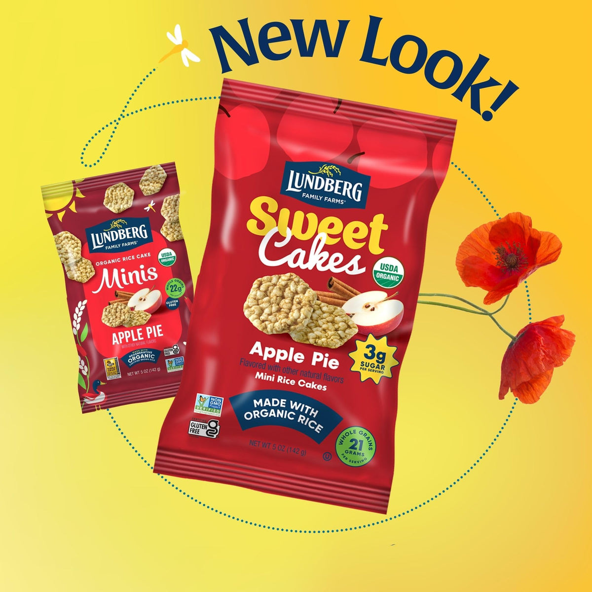 Lundberg Sweet Cakes Apple Pie | Mini Rice Cakes | 5oz Bag