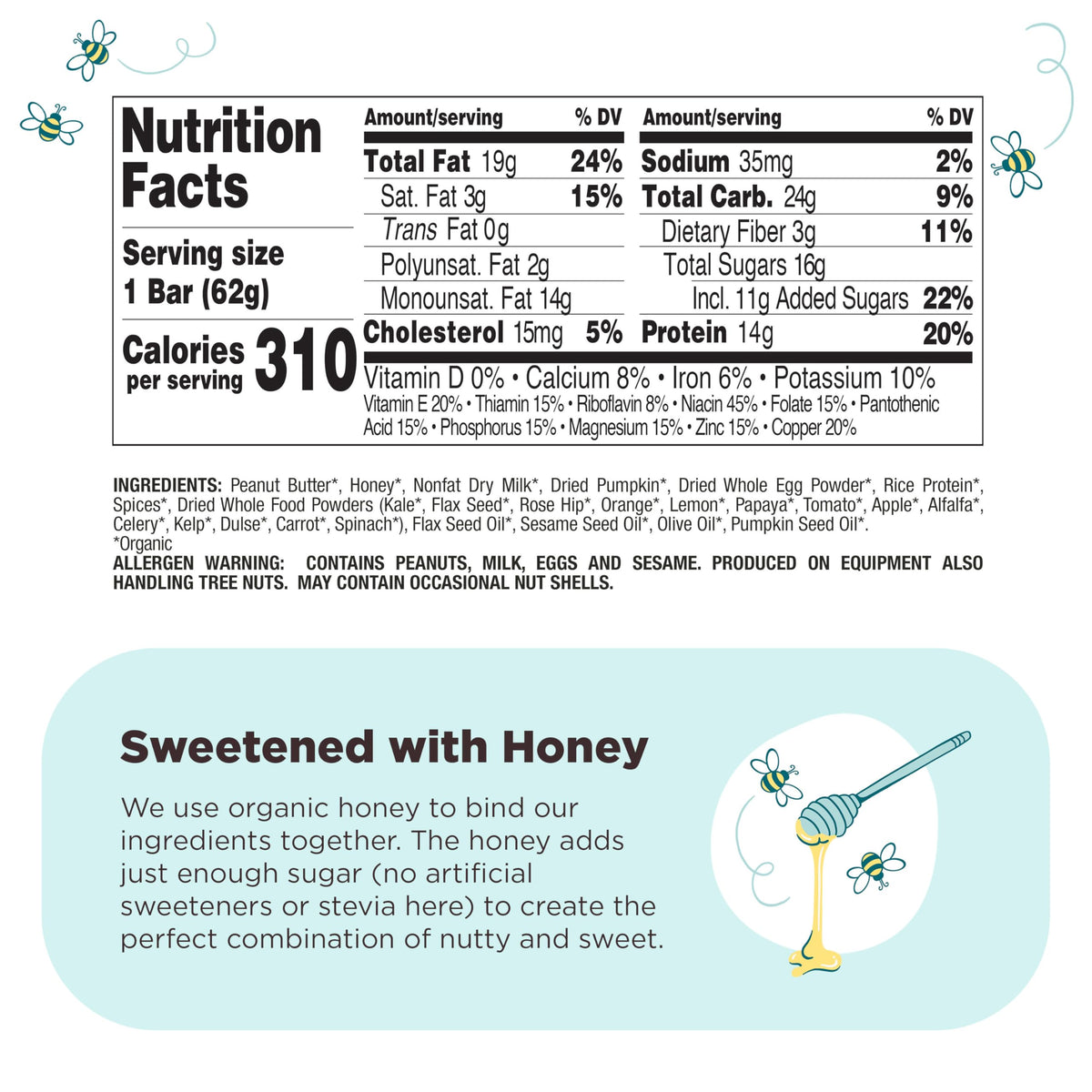 Perfect Bar Gluten-Free Pumpkin Pie Peanut Butter Protein Bar, Organic, 8 count, 2.2 oz