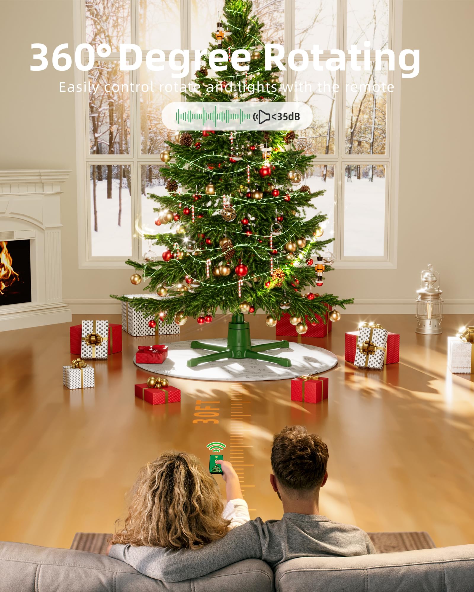 HOPOCO 2024 Upgrade Rotating Christmas Tree Stand for 6ft 7.5ft