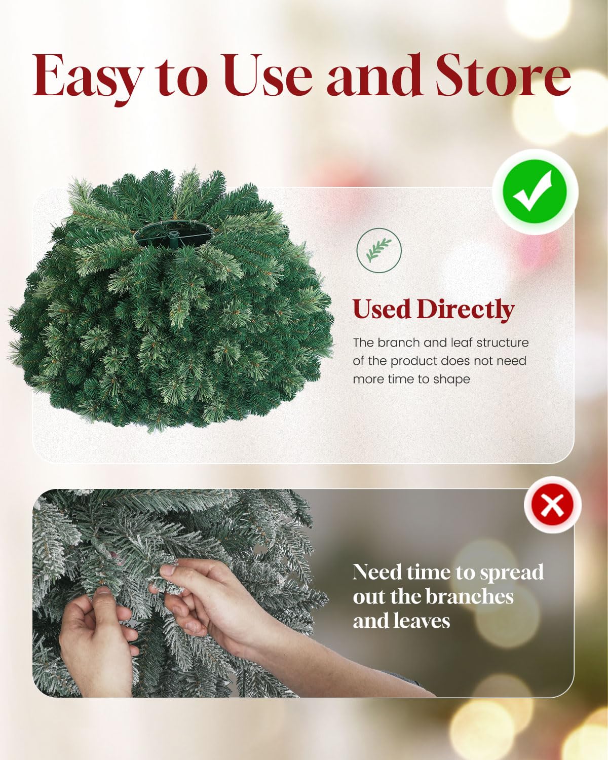 OasisCraft 6 FT Christmas Tree Prelit Pop Up, Artificial Pine Tree with 200 Lights, Green Christmas Tree with Flocked Pine Needle, Easy to Assemble