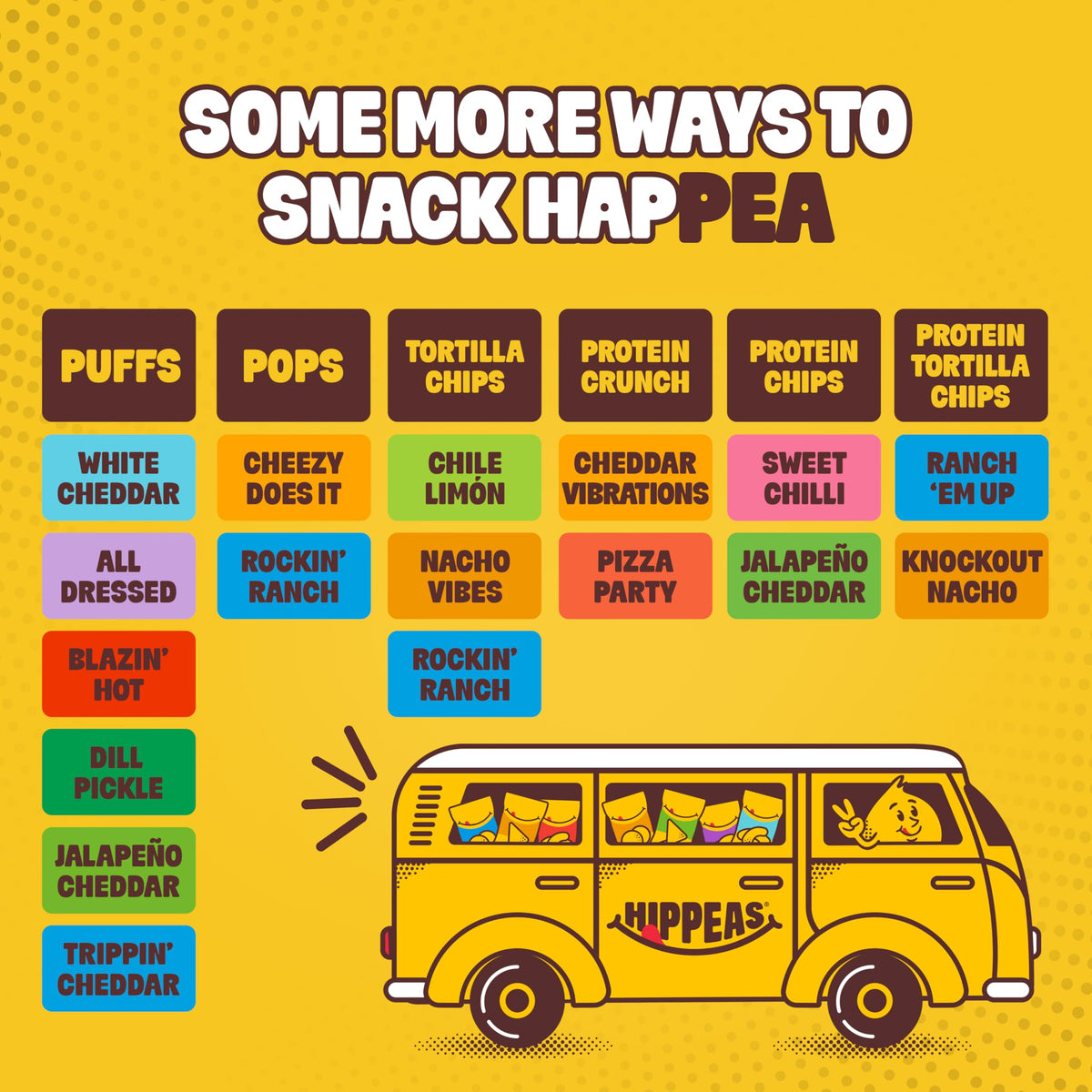 Hippeas Pizza Party Protein Puffs, 8 x 1.5 Oz Bags, Baked Crunchy Pea Puffs with 11g Plant Protein & Avocado Oil, Non-GMO, Kosher, Dairy & Gluten Free, Vegan Snacks, Savory Pizza Flavor