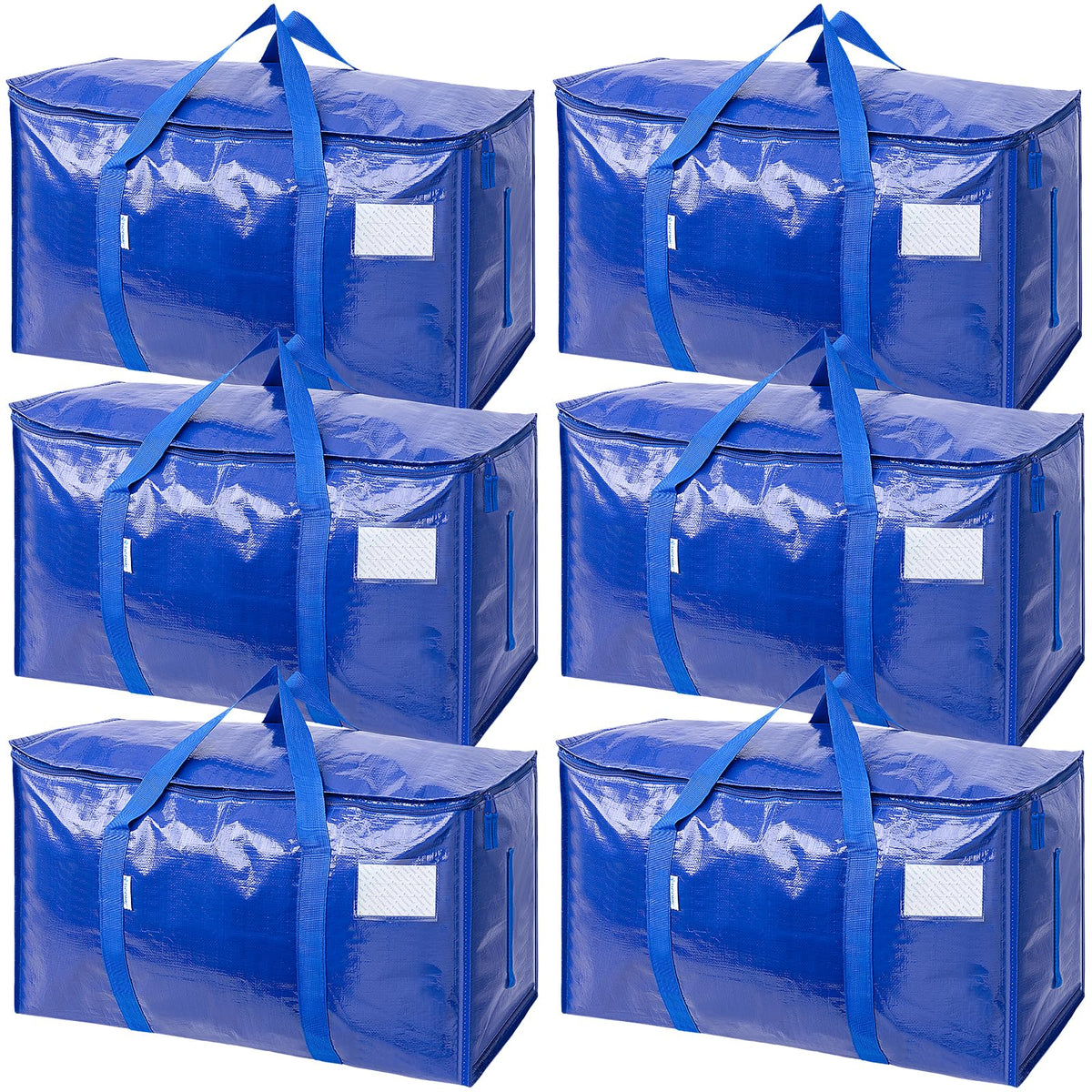 TICONN 6 Pack Extra Large Moving Bags with Zippers &amp; Carrying Handles, Heavy-Duty Storage Tote Moving Boxes for Space Saving